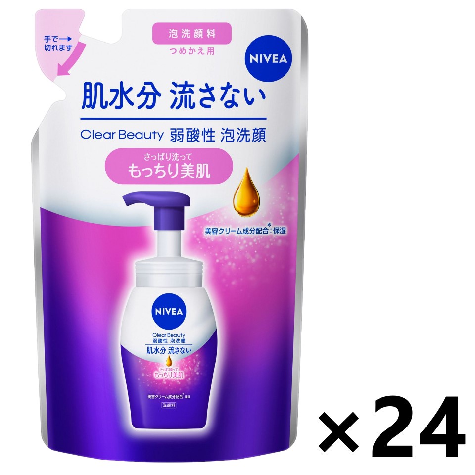 【送料無料】ニベア クリアビューティー弱酸性泡洗顔 もっちり美肌 つめかえ用 130mlx24袋 花王