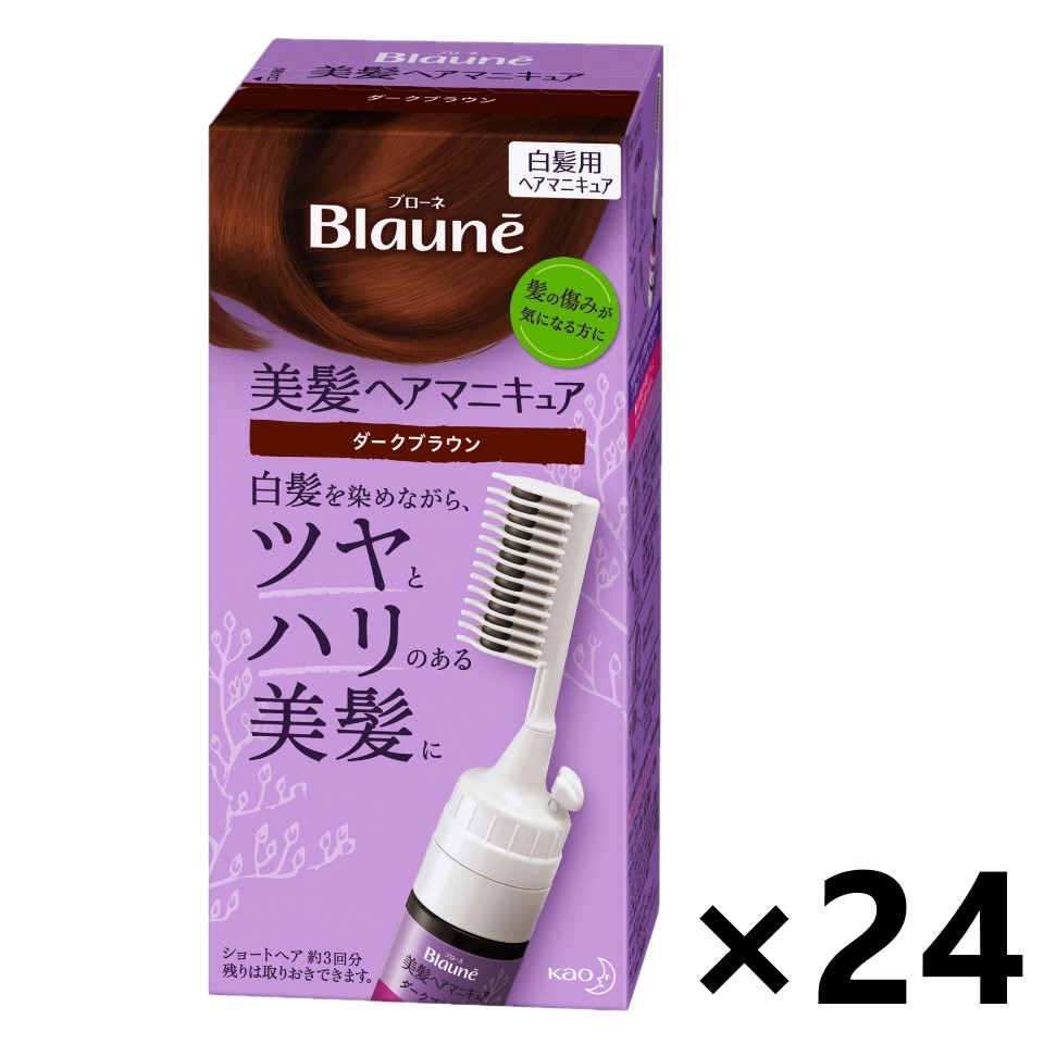 【送料無料】ブローネ 美髪ヘアマニキュア ダークブラウン (クシつき) 72gx24個 花王