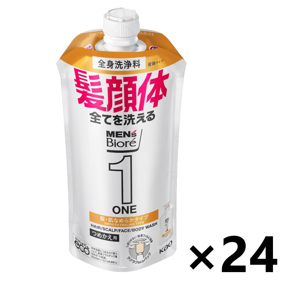 【貨物輸送無料】メンズビオレ ONE オールインワン体制洗いもの料 髪・肌坦々たる手合い 分かりやすいフローラルサボンの芳ばしさ つめかえ用 340mlx24本 名取り草