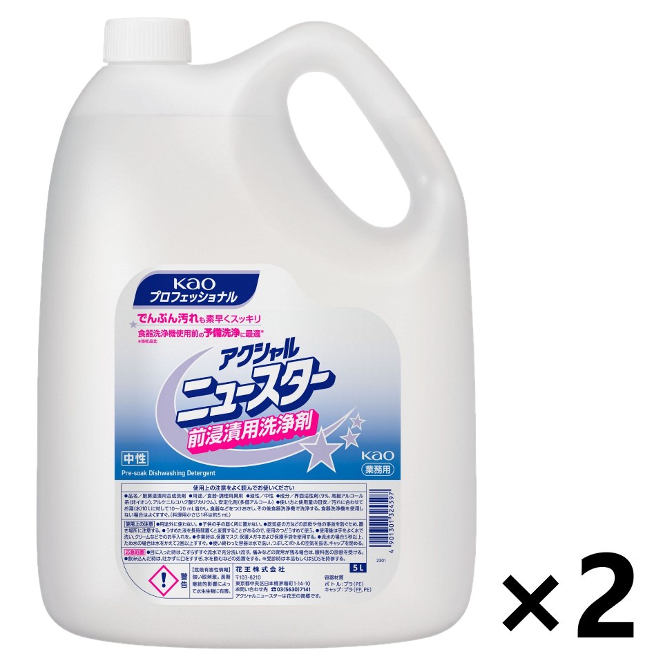 【送料無料】＜業務用＞アクシャル ニュースター前浸漬用洗浄剤 5Lx2本 花王プロフェッショナル｜ワイワイショップ店