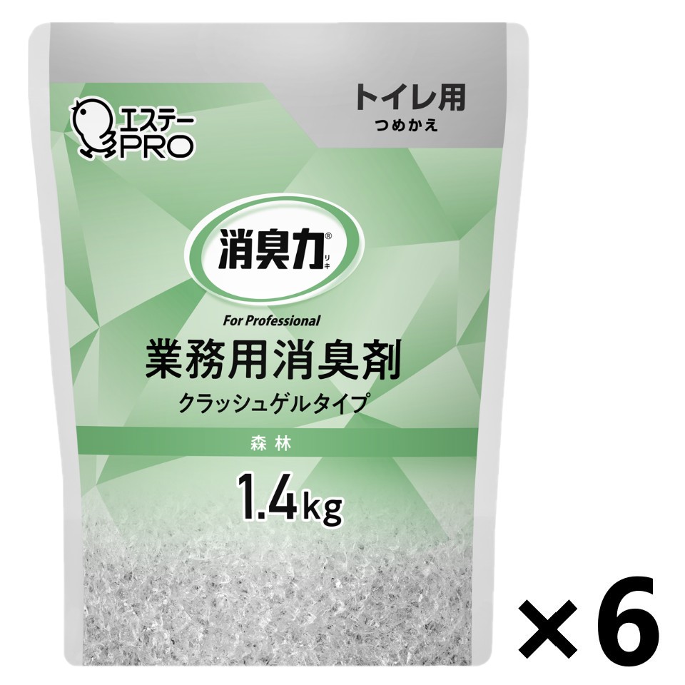 【送料無料】＜業務用＞消臭力 クラッシュゲルタイプ トイレ用 森林 つめかえ用 1.4kgx6袋 エステーPRO
