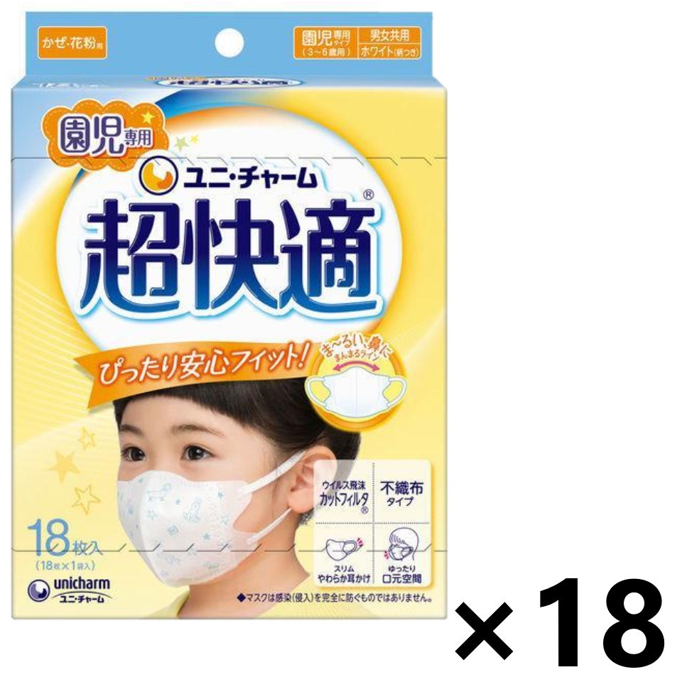 【貨物輸送無料】超好いたらしい恍ける 園児専用印字機 18枚入x18箱 ユニ・チャーム