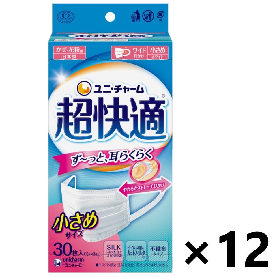 【貨物輸送無料】超好いたらしい恍ける より良い耳ごこち 小さめ大いさ 30枚入x12箱 ユニ・チャーム