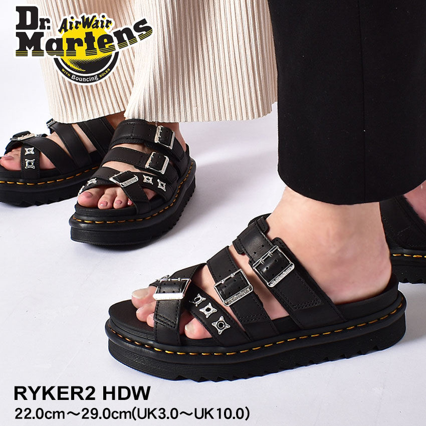 超安い品質 ドクターマーチン サンダル メンズ レディース Dr Martens ライカー2 ハードウェア Ryker2 Hdw ブラック 黒 靴 シューズ スライドサンダル コンフォート つっかけ 軽量 ブランド レザー カジュアル シンプル 最も優遇 Digitalbrothers Lt