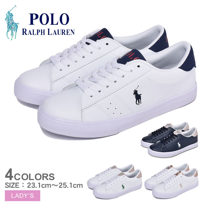 楽天市場 全品対象 100円引きクーポン ポロ ラルフローレン Polo Ralph Lauren スニーカー レディース ホワイト 白 ネイビー Theron Rf Rf Rf Rf シューズ ローカット ブランド カジュアル シンプル ワンポイント アウトドア レジャー 靴