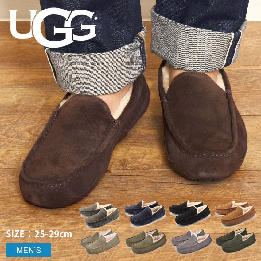 楽天市場】アグ M アスコット UGG モカシン メンズ ブラック 黒 グレー