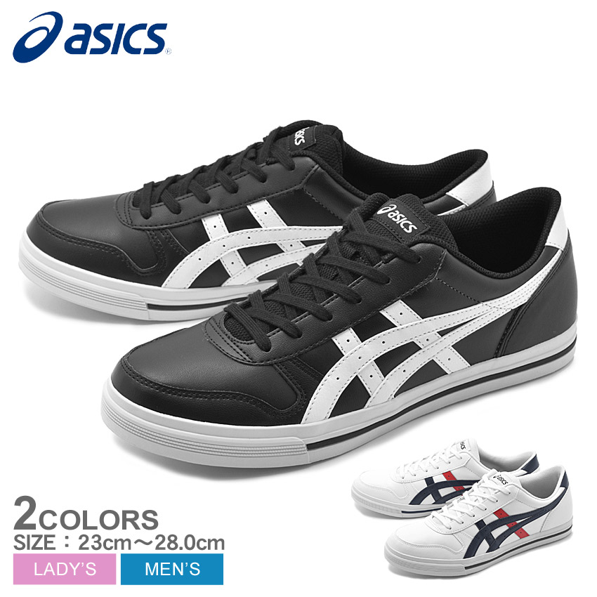 楽天市場 全品対象 50円引きクーポン Asics アシックス スニーカー アーロン ron 11a007 002 101 メンズ レディース シューズ ブランド レザー ローカット フラットソール アロン 革 定番 黒 白 靴 Z Craft