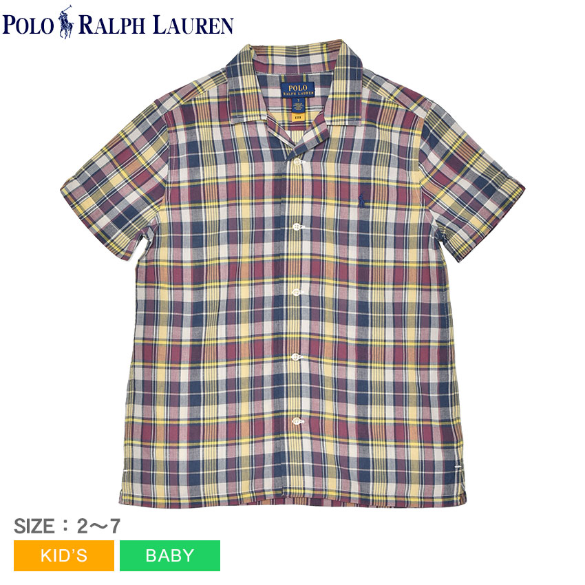 ポロ ラルフローレン 半袖シャツ POLO RALPH LAUREN SS LINEN ANDY CAMP SHIRT-PLD キッズ ベビー ジュニア 子供 レッド 赤 ネイビー 紺 322964694 ウェア トップス 半袖 シャツ カジュアル シンプル おしゃれ チェック柄 ワンポイント|slz|
