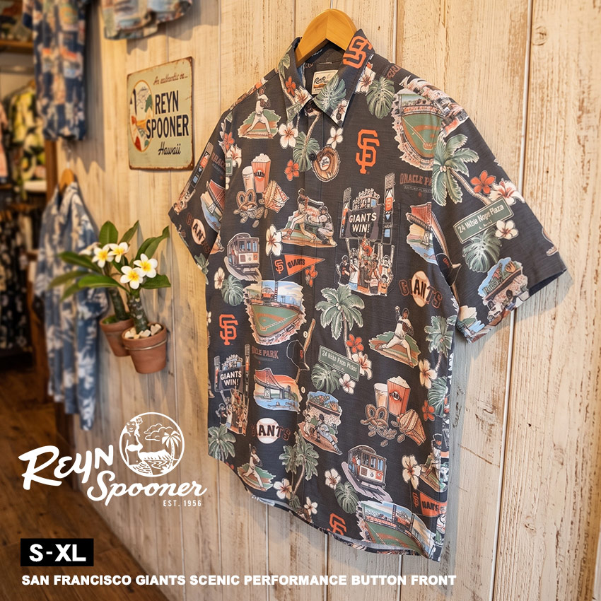 【SALE★max14％オフ！】レインスプーナー 半袖シャツ REYNSPOONER SAN FRANCISCO GIANTS SCENIC PERFORMANCE BUTTON FRONT メンズ マルチカラー M680013125 MLB メジャーリーグベースボール コラボ サンフランシスコ・ジャイアンツ トップス シャツ ウェア ウエア|slz|