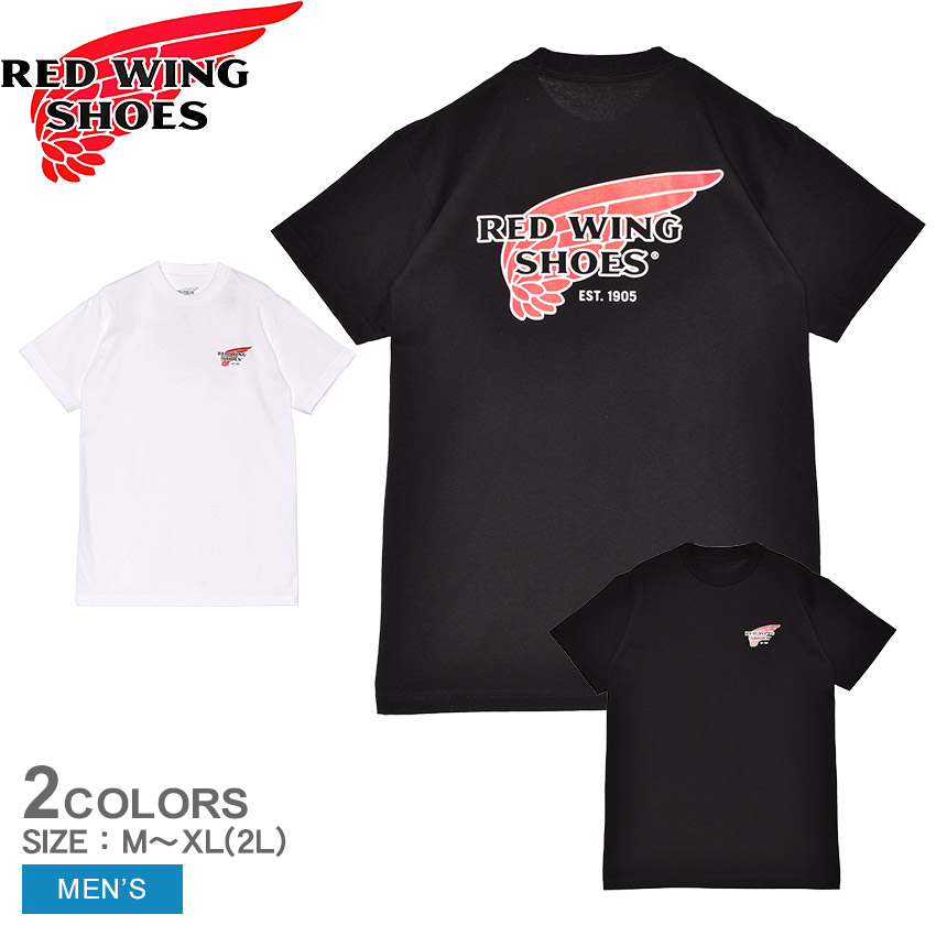 レッドウィング 半袖Tシャツ RED WING ロゴTシャツ メンズ ブラック 黒 ホワイト 白 97611　97610 ロゴTシャツ バックプリント カットソー Tシャツ プリントTシャツ コットンTシャツ クルーネック トップス カジュアル アメカジ