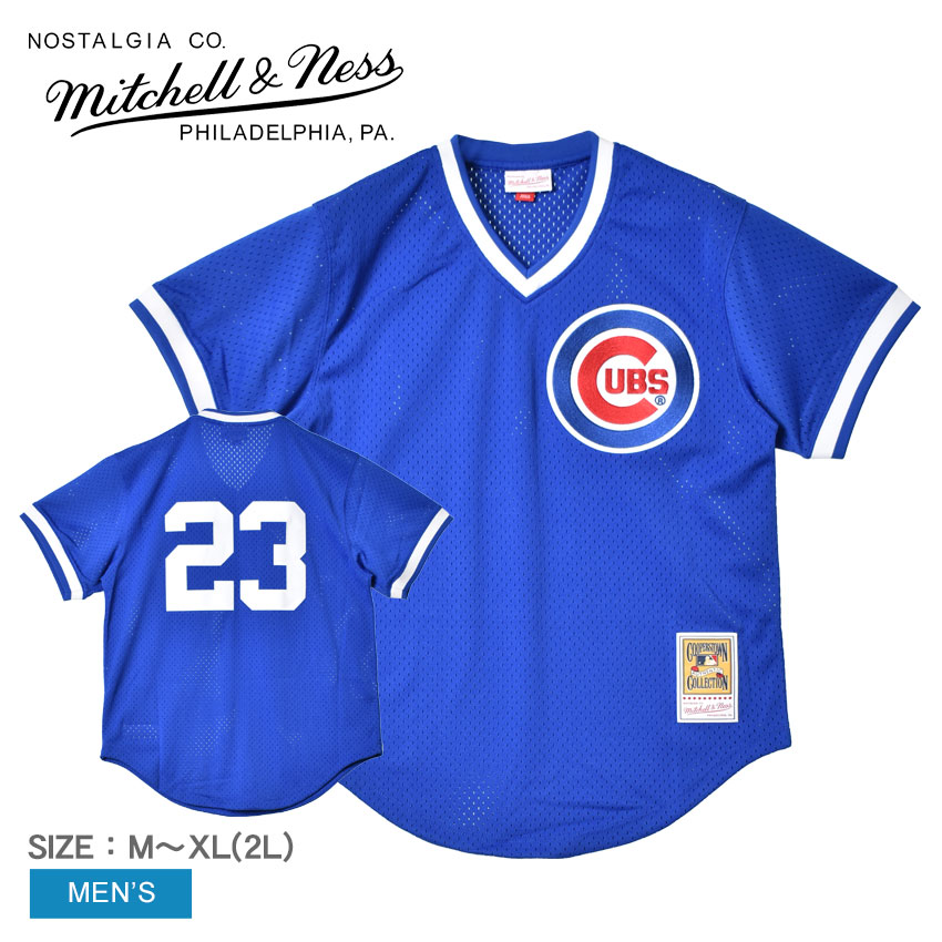 ミッチェルアンドネス ユニフォーム MITCHELL ＆ NESS メンズ ブルー 青 MLB AUTHENTIC RYNE SANDBERG CHICAGO CUBS 1984 PULLOVER JERSEY ABPJ3068-CCU84RSAROYA ウエア トップス ベースボールジャージ ストリート オーセンティック ZSPO