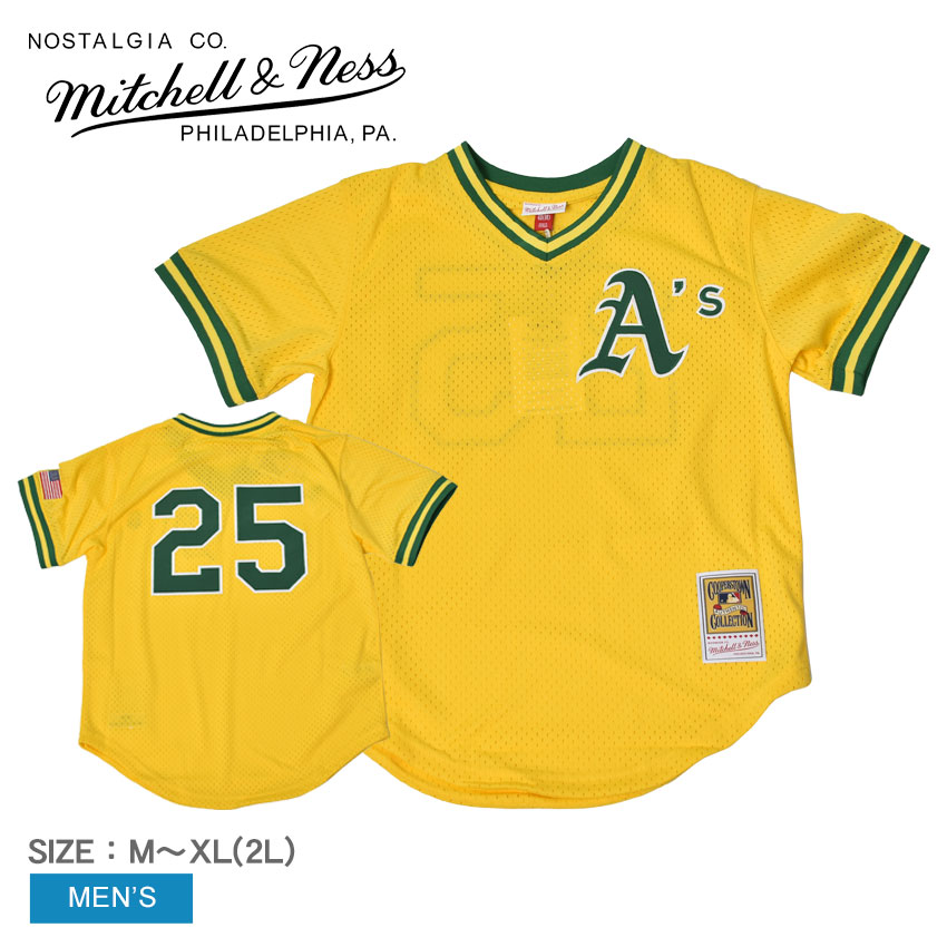 ミッチェルアンドネス ユニフォーム MITCHELL ＆ NESS MLB AUTHENTIC MARK MCGWIRE OAKLAND ATHLETICS 1990 PULLOVER JERSEY メンズ イエロー グリーン 緑 ABPJ3025-OAT90MMCYELL ウエア トップス マーク・マグワイア MLB ZSPO