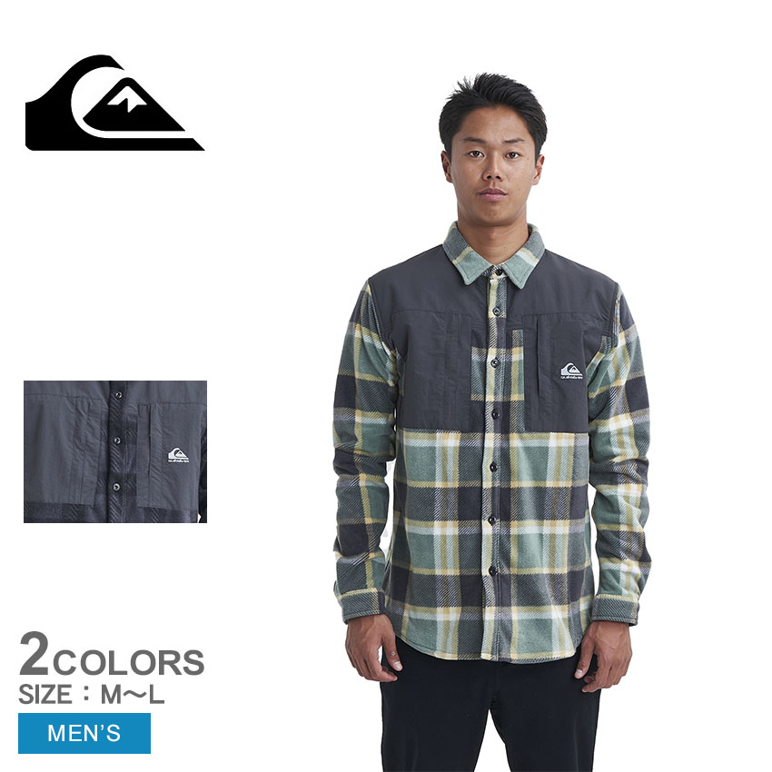 クイックシルバー 長袖Tシャツ QUIKSILVER NORTH SEAS SHIRT シャツ メンズ グリーン 緑 グレー EQYWT04488 トップス ウェア 長袖 シャツ カジュアル シンプル ブランド チェック ロゴ サーファー 国内正規品