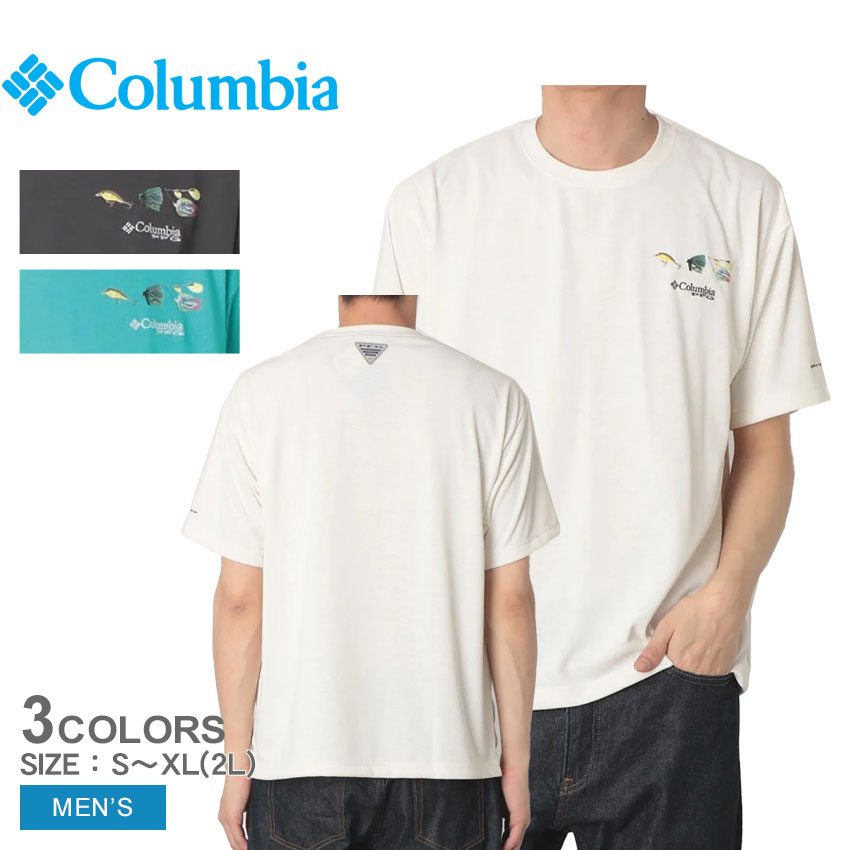 コロンビア 半袖Tシャツ COLUMBIA バーンノベルグラフィックショートスリーブTシャツ メンズ グレー ホワイト 白 PG7588 ウェア トップス 半袖 Tシャツ 吸湿速乾 クルーネック ブランド ロゴ プリント カジュアル シンプル 国内正規品