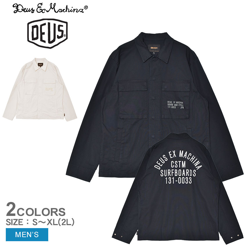 デウス エクス マキナ シャツジャケット DEUS EX MACHINA TOMMY POPLIN SURF SHIRT メンズ ホワイト 白 ブラック 黒 DMP255118 ウェア トップス 長袖 シャツ アウター ジャケット カジュアル シンプル おしゃれ ポケット ボタン|slz|