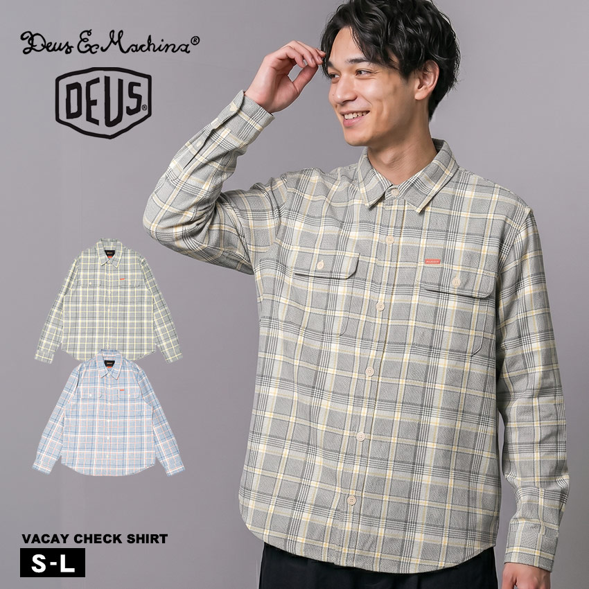 デウス エクス マキナ 長袖シャツ DEUS EX MACHINA VACAY CHECK SHIRT メンズ ブルー 青 グリーン 緑 DMP255125 ウェア トップス 長袖 羽織 おしゃれ カジュアル ストリート チェック ボタン シャツ ポケット|slz| 9,131円
