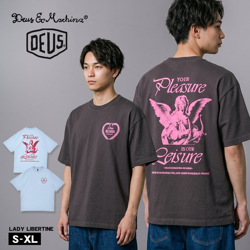 デウス エクス マキナ 半袖Tシャツ DEUS EX MACHINA LADY LIBERTINE メンズ ブラック 黒 ブルー 青 DUP251973B Tシャツ トップス 半袖 スポーツ 人気 おしゃれ ロゴ シンプル カジュアル バックプリント おすすめ 定番 ブランド
