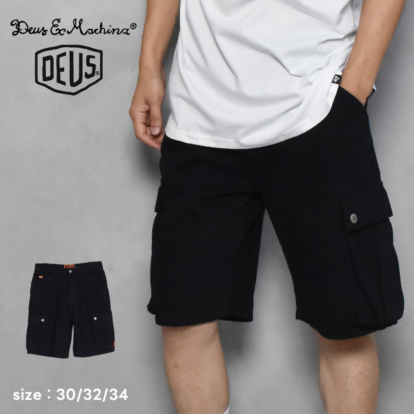 デウスエクスマキナ ショートパンツ DEUSEXMACHINA RECORDS CARGO SHORT メンズ ブラック 黒 DMP243370 スポーツ ジム トレーニング|slz|