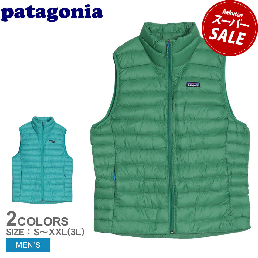 【楽天市場】【スーパーセール★開催中】パタゴニア PATAGONIA ダウンベスト ダウンジャケット メンズ・ダウン・セーター・ベスト メンズ グリーン 緑 ブルー 青 84623 ベスト ダウン トップス アウター 上着 軽量 軽い アウトドア キャンプ 保温 防寒 ロゴ シンプル カジュアル：Z-CRAFT