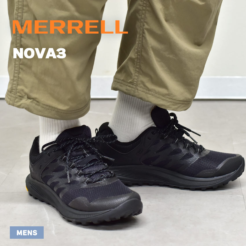 メレル NOVA3 MERRELL ハイキングシューズ メンズ ブラック 黒 067599 シューズ スニーカー ブランド ハイキングシューズ アウトドアシューズ キャンプ レジャー スポーツ 靴 通気性|slz|