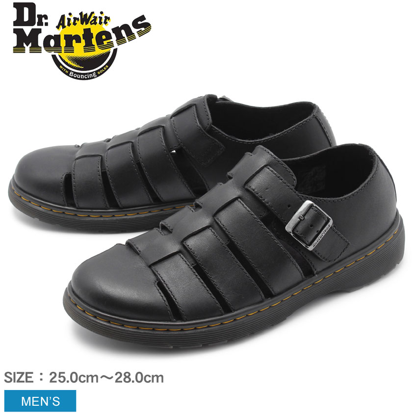 楽天市場 500円クーポン対象 マラソン限定 ドクターマーチン サンダル Dr Martens メンズ フェントン Fenton ブラック ブランド カジュアル コンフォート レザー グラディエーター シューズ ベルト ストラップ 厚底 靴 革靴 本革 定番 黒 Via Torino