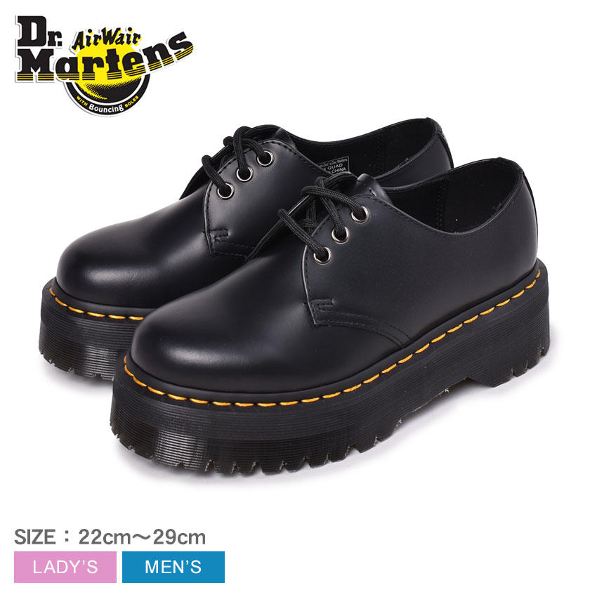 楽天市場 500円クーポン対象 ドクターマーチン レースアップシューズ メンズ レディース Dr Martens 1461 クアッド 靴 シューズ ブーツ カジュアル ローカット 人気 定番 おしゃれ レースアップ 3ホール 厚底 ブラック 黒 1461 Quad Sale Via Torino