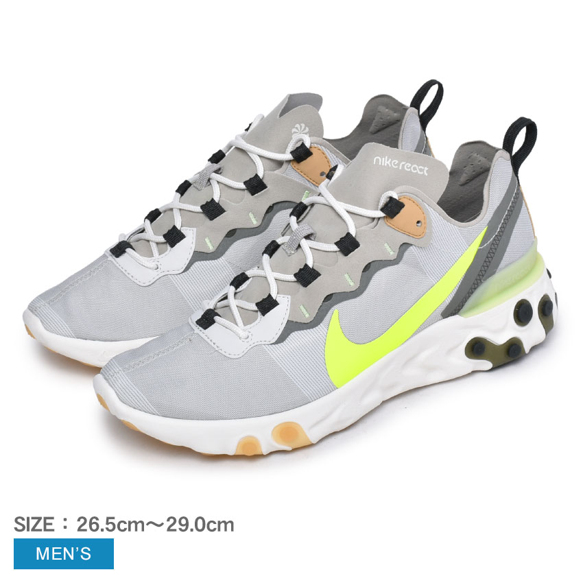 無料長期保証 楽天市場 今だけクーポン配布中 ナイキ リアクト エレメント55 スニーカー Nike React Element 55 メンズ Bq6166 グレー 靴 シューズ スニーカー カジュアル スポーツ 運動 人気 ランニング スポーティ 誕生日 プレゼント ギフト Z Mall 代引不可