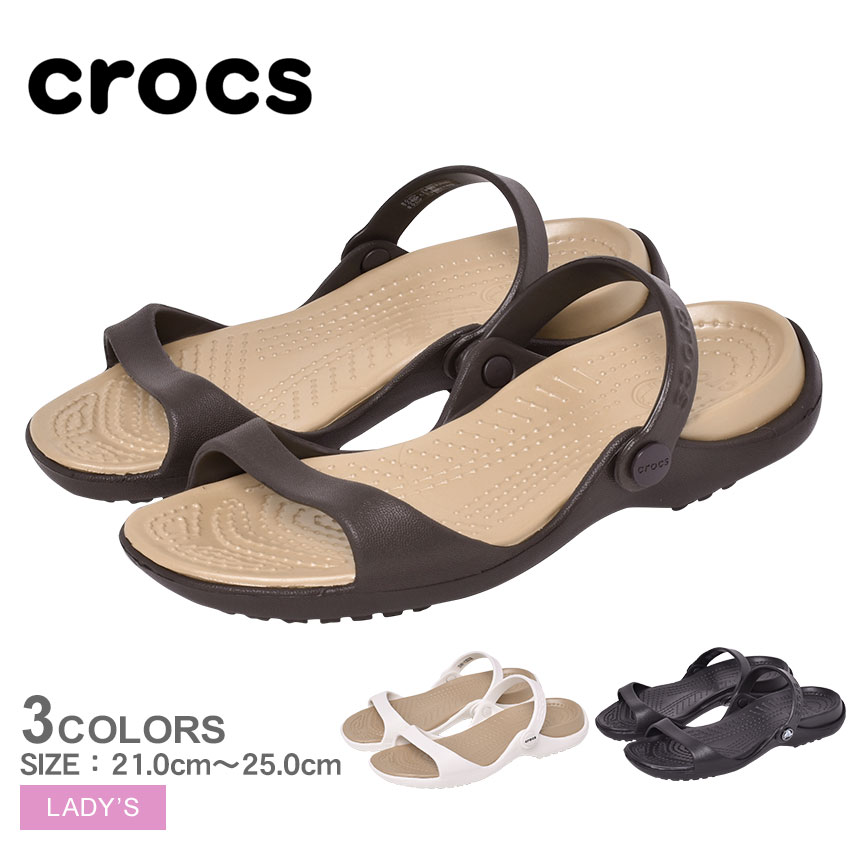 楽天市場 クーポンあり クロックス サンダル レディース Crocs クレオ ストラップ つっかけ カジュアル 大人 スポーティ おしゃれ 室内履き オフィス ブラック 黒 ホワイト 白 ブラウン Cleo Via Torino インポートブランド