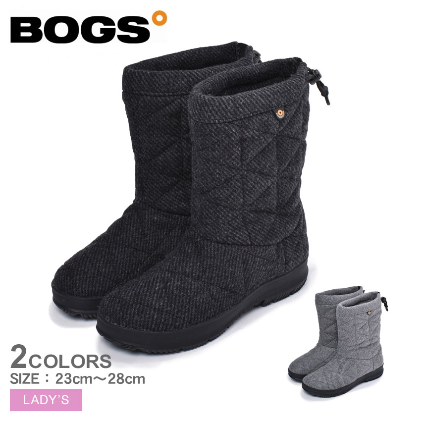 楽天市場 0円クーポン対象 ボグス Bogs スノーブーツ スノーデイ ミッド ウール Snowday Mid Wool レディース シューズ ミッドカット レインシューズ スノーシューズ レインブーツ キルティング 長靴 防水 防滑 保温 黒 雨 雪 ウール 極暖 あったか 冷えない 母の