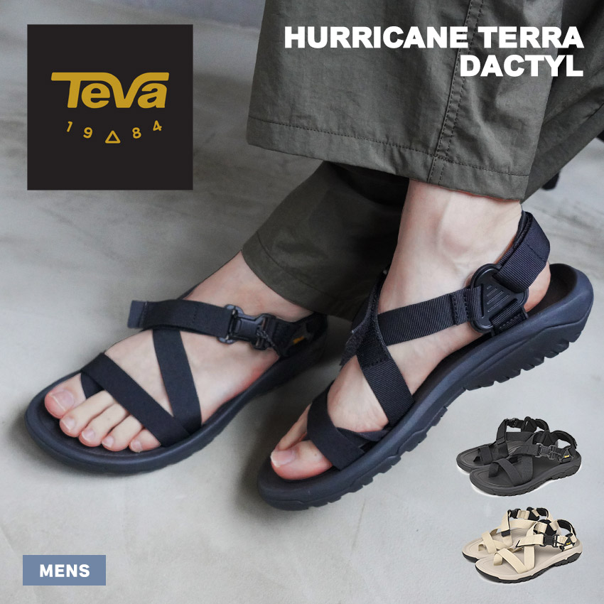 テバ サンダル メンズ ハリケーン テラ ダクトル TEVA HURRICANE TERRA DACTYL 1169430 靴 シューズ テヴァ アウトドア ストラップサンダル スポーツサンダル スポサン バックストラップ 海 川 レジャー タウンユース シンプル ブラック 黒