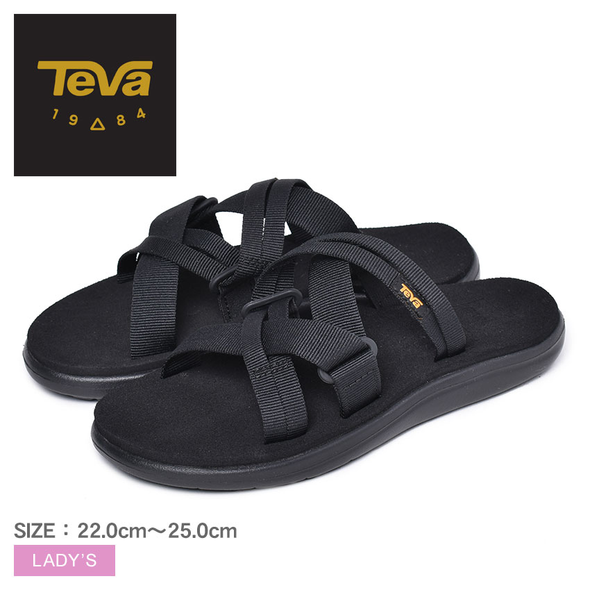 楽天市場 クーポン配布 テバ サンダル Teva ボヤ スライド Voya Slide レディース テヴァ アウトドア ストラップ スポーツサンダル ビーチサンダル 軽量 スポサン 黒 衝撃吸収性 フィット 快適性 母の日 Via Torino インポートブランド