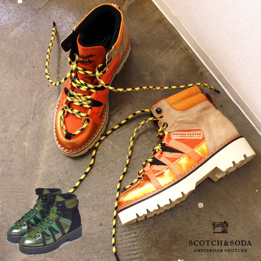 スコッチ＆ソーダ オリビン シューズ SCOTCH＆SODA OLIVINE レディース 21743123 ブラック 黒 靴 レトロ クラシック 本革 レザー カジュアル シューズ ハイカット ミドルカット ブランド グリーン オレンジ|slz|｜Z-MALL 23,106円