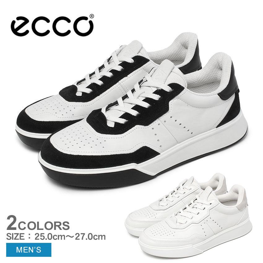 エコー スニーカー メンズ STREET COURT ECCO 539814 靴 シューズ レザースニーカー ローカット ブランド シンプル カジュアル スポーティ 通勤 通学 おしゃれ 本革 レザー ブラック 黒 ホワイト 白|slz|｜Z-MALL