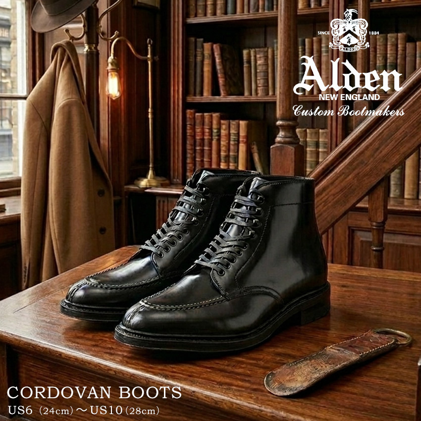 オールデン ブーツ メンズ CORDOVAN BOOTS ALDEN D7906CY タンカーブーツ 靴 シューズ コードバン おしゃれ 人気 トラディショナル ビジネス 高級 馬革 革靴 靴 紳士靴 キレカジ セレカジ ブラック 黒｜Z-MALL