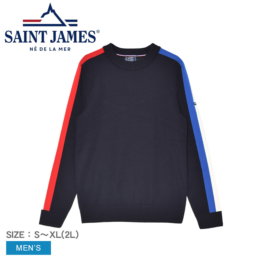 セントジェームス セーター メンズ ウール ラグランスリーブ ジャンパー SAINT JAMES Wool raglan sleeve jumper 2315 トップス 長袖 クルーネック リブ編み ラグランスリーブ フラッグストライプ ブランド コラボレーション エリゼ宮