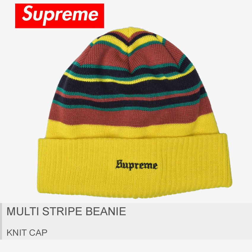 楽天市場 メール便可 Supreme シュプリーム ニット帽 イエロー マルチ ストライプ ビーニー Multi Stripe Beanie メンズ レディース ニットキャップ ストリート ストライプ ロゴ 刺繍 帽子 黄 誕生日 プレゼント ギフト Z Mall