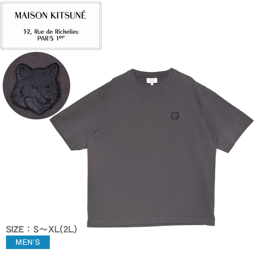 メゾンキツネ 半袖Tシャツ メンズ フォックスヘッド オーバーサイズ Tシャツ MAISON KITSUNE PM00109KJ0119 ウェア Tシャツ 半袖 トップス クルーネック カジュアル シンプル ブランド ワンポイント 狐 キツネ きつね フォックス|slz|