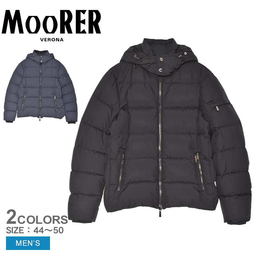 ムーレー ダウンジャケット メンズ BRETT-SKT MOORER MOUGI100134 ブレット アウター ダウン 撥水 はっ水 上着 通勤 ビジネス 防寒 保温 超軽量 フード ポケット ダブルファスナー ショート丈 カジュアル シンプル フォーマル クラシック
