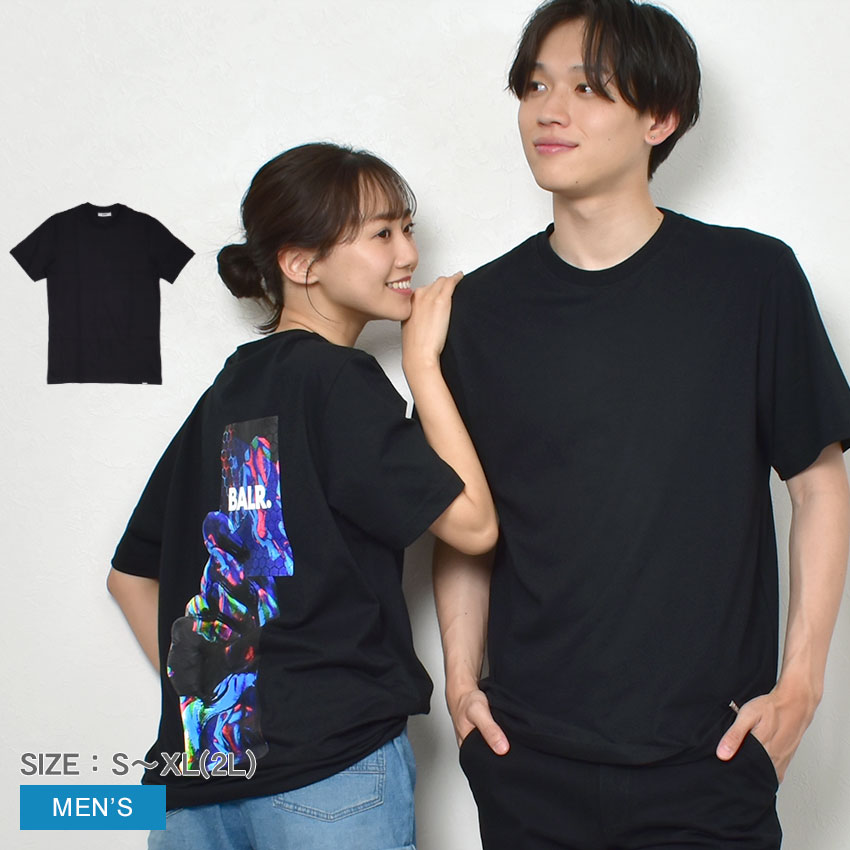 ボーラー 半袖Tシャツ メンズ OLAF STRAIGHT MULTI COLOR CARD TEE BALR. CLUB T-SHIRT B1112.1171 ウエア トップス クルーネック プリント ブランド シンプル カジュアル ロゴ スポーツ ファッション サッカー 半袖 運動 ブラック 黒|slz|