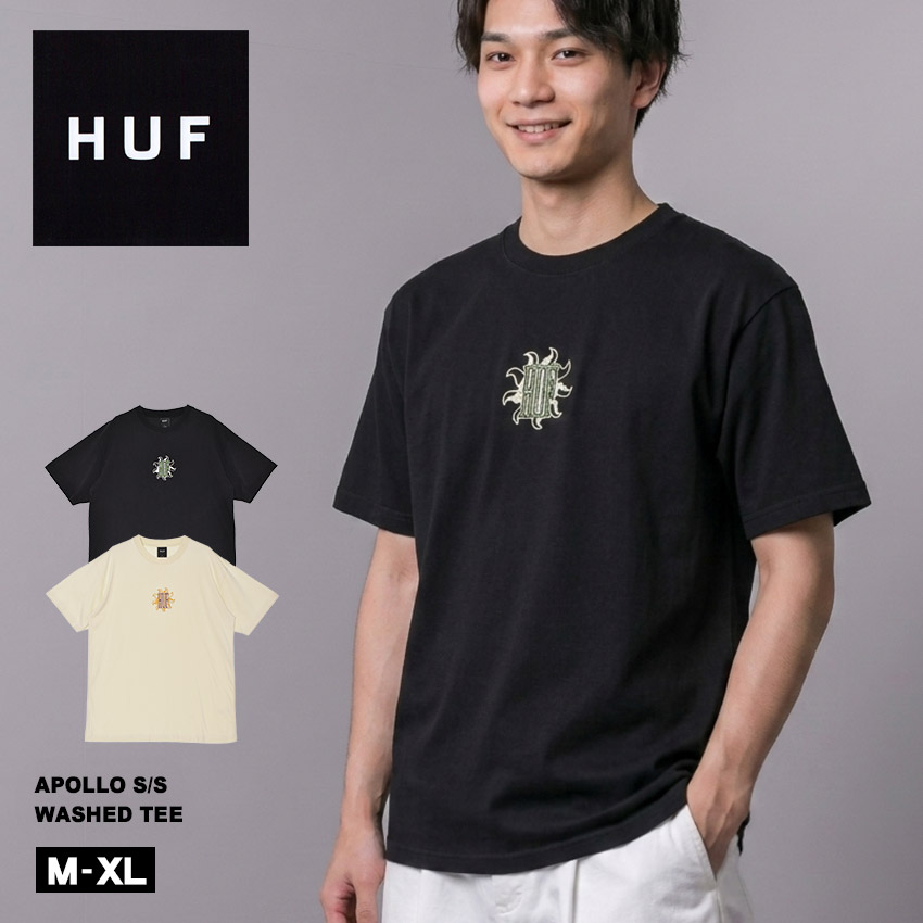 ハフ 半袖Ｔシャツ メンズ APOLLO S/S WASHED TEE HUF TS02440 レディース ユニセックス ストリートファッション スケボー スケーター 刺繍 ワンウォッシュ 空紡天竺 ピグメントダイ 顔料 染色 アメリカ綿 アウトドア レジャー カジュアル