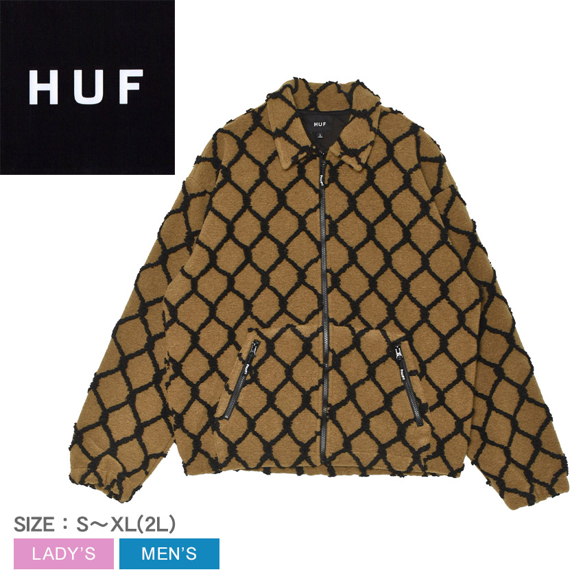 ハフ ジャケット HUF BREAKTHROUGH HIGH PILE JACKET メンズ レディース ブラウン JK00477 フリース ジャケット 防寒 アウター 厚手 裏地メッシュ ダブルポケット ジップアップ ストリート カジュアル 冬 秋 メンズ ユニセックス ゆったり スケート|slz|
