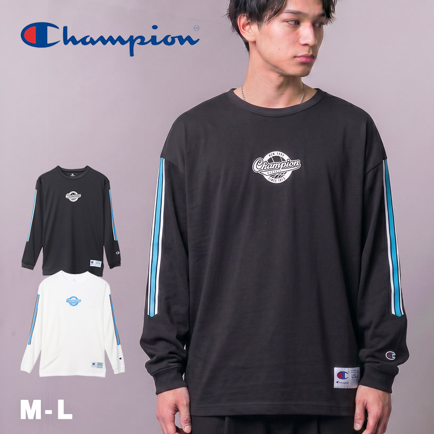 チャンピオン 長袖Tシャツ メンズ ロングスリーブTシャツ CHAMPION C3-CB454 ウェア トップス 長袖 Tシャツ ロンT バスケ バスケットボール 抗菌 防臭 吸汗速乾 スポーツウェア 部活 運動 スポーツ ロゴ プリント クルーネック ホワイト 白