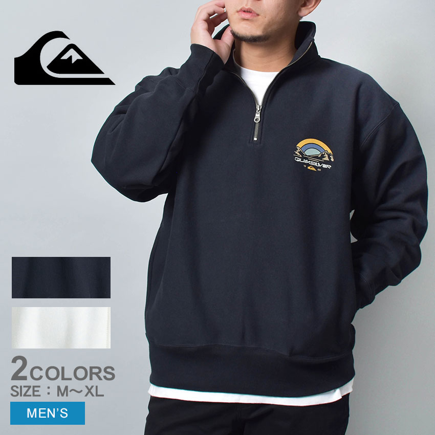 クイックシルバー ハーフジップパーカー メンズ BLOOMS HZ SWEAT QUIKSILVER QZP234064 ウエア トップス スエット スウェット ハーフジップアップ ブランド カジュアル シンプル サーフ アウトドア 長袖 おしゃれ ベージュ ブラック 黒 国内正規品