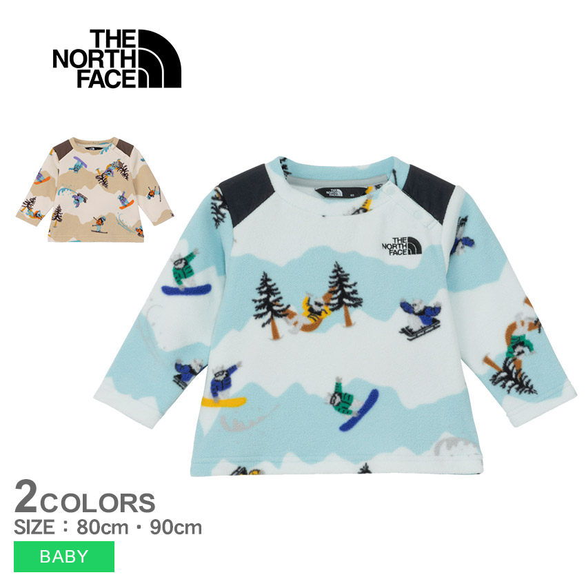 ザ・ノース・フェイス 長袖トップス キッズ ベビー マイクロフリースクルー THE NORTH FACE Micro Fleece Crew NAB72405 長袖 トップス フリース 子ども服 男の子 女の子 軽量 暖かい 防寒 総柄 ウエア ウェア ブランド 刺繍 国内正規品