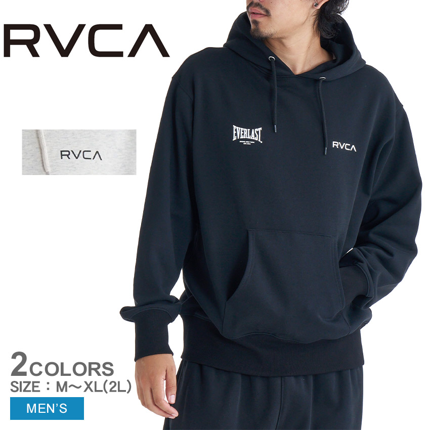 ルーカ パーカー メンズ RVCA×EVERLAST HOODIE RVCA BF042008 プルオーバー ウエア スエット スウェット 長袖 トップス カジュアル スポーティ シンプル サーフ ビーチ ブランド おしゃれ フーディー フード ロゴ ホワイト 白 ブラック 黒|slz|