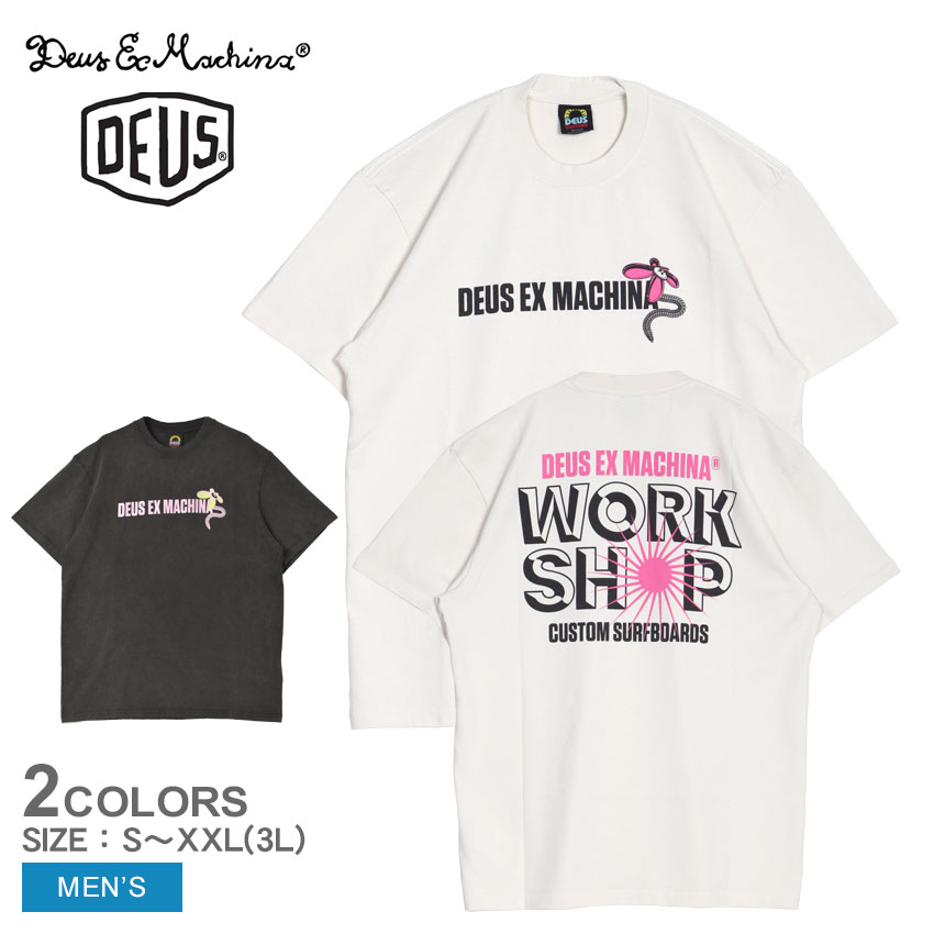 デウスエクスマキナ 半袖Tシャツ メンズ SURF SHOP S／S TEE DEUSEXMACHINA DMS231183A Tシャツ ウェア ウエア トップス 半袖 スポーツ おしゃれ クルーネック ロゴ シンプル プリント|slz|