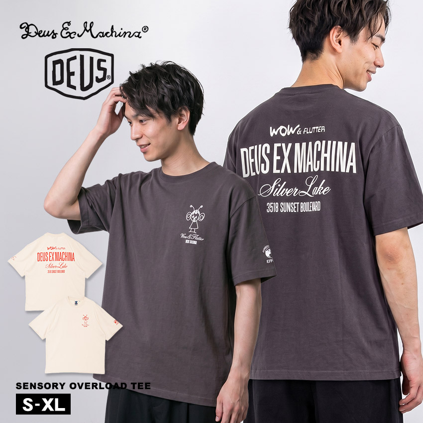 デウス エクス マキナ 半袖Tシャツ メンズ SENSORY OVERLOAD TEE DEUS EX MACHINA DUP251973A Tシャツ トップス 半袖 スポーツ 人気 おしゃれ ロゴ シンプル カジュアル バックプリント おすすめ 定番 ブランド ブラック 黒 ベージュ|slz|