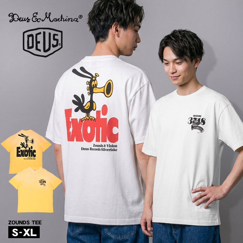デウスエクスマキナ 半袖Tシャツ ユニセックス ザウンズTシャツ DEUSEXMACHINA ZOUNDS TEE DUP251974C 半袖 トップス ストリート カジュアル おしゃれ レコードコレクション グラフィック アート デザイン ユニセックス ウォッシュ加工