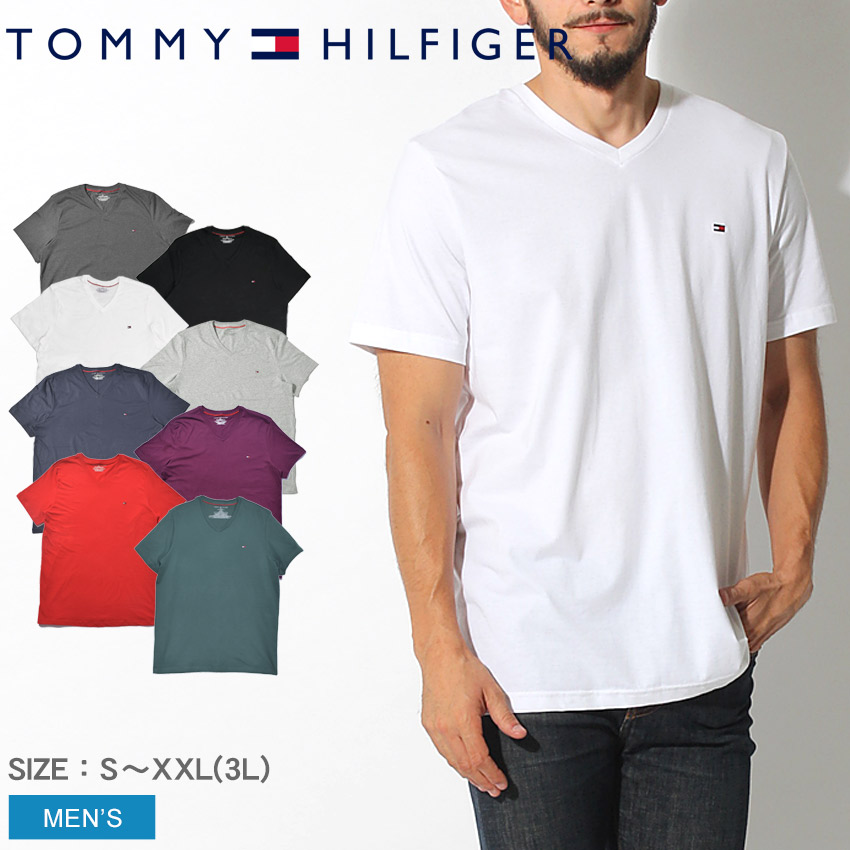 楽天市場 半期決算sale 2 26 9 59迄 メール便可 トミーヒルフィガー Tommy Hilfiger 半袖 メンズ Vネック シンプル ブランド 人気 ベーシック コットン コア フラッグ Basic Cotton Core Flag 09t3211 夏 服 トップス 綿 ワンポイント おしゃれ Via Torino