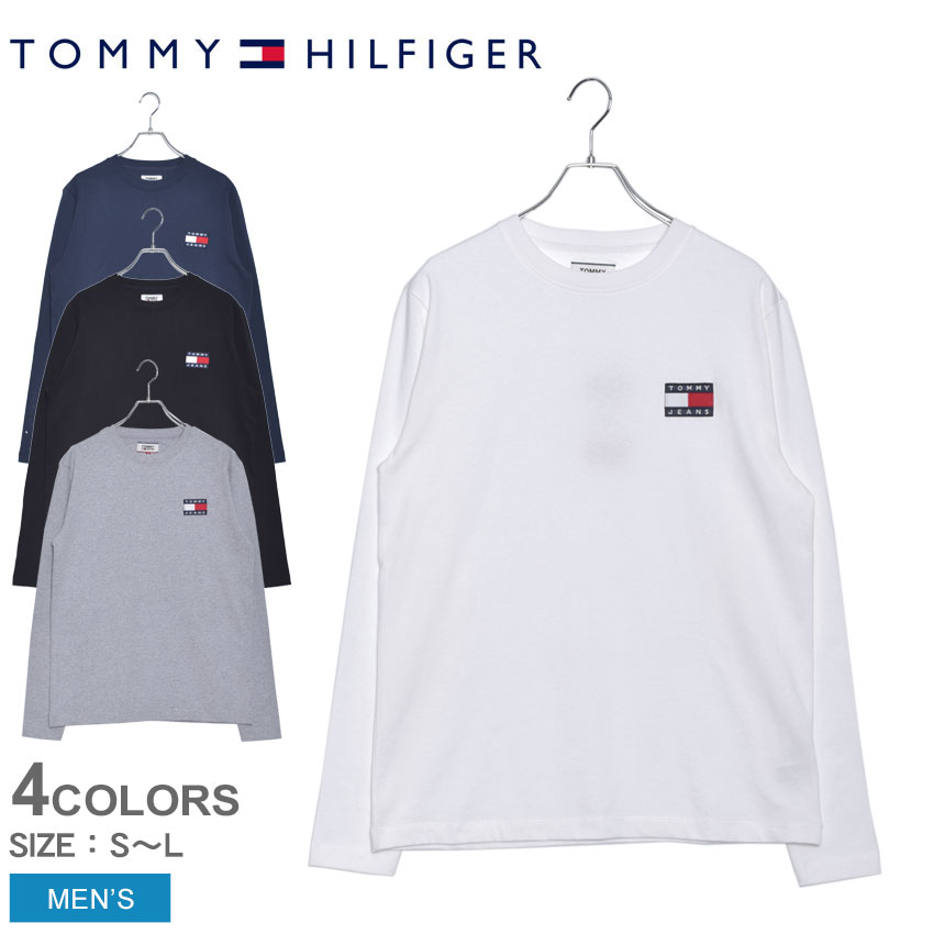 楽天市場 0円クーポン対象 3 11 7 59迄 Tommy Hilfiger トミーヒルフィガー 長袖tシャツ メンズ カットソー トップス コットン 無地 ロゴ 白 黒 クルーネック フラッグ シンプル ブランド Dm0dm ロゴパッチロングtシャツ Via Torino インポートブランド